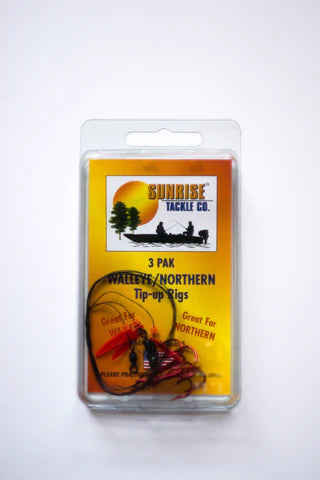 Sunrise Tackle Co. Fire Line Tip Up Rigs - 20LB Test - Ice Fishing - 3 Pak