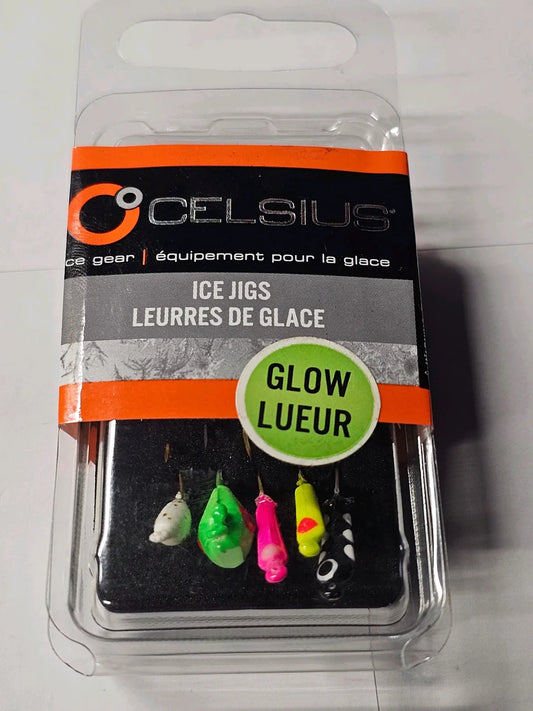 Celsius 5pk Ice Fishing Lure Assortments Size 10 Assorted Glow Colors