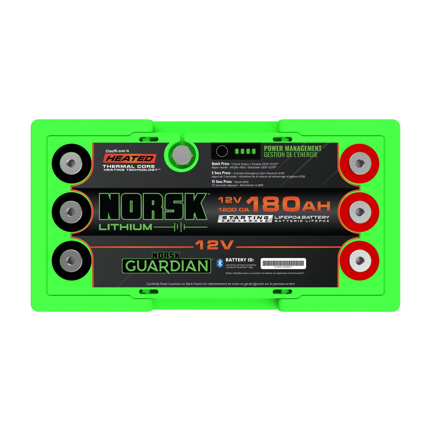 Norsk 12V 180AH HEATED Lithium Marine Cranking Battery