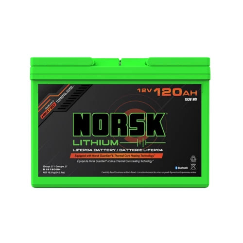 Norsk Lithium 12V 120AH Heated LiFePO4 Lithium Deep Cycle Marine Battery