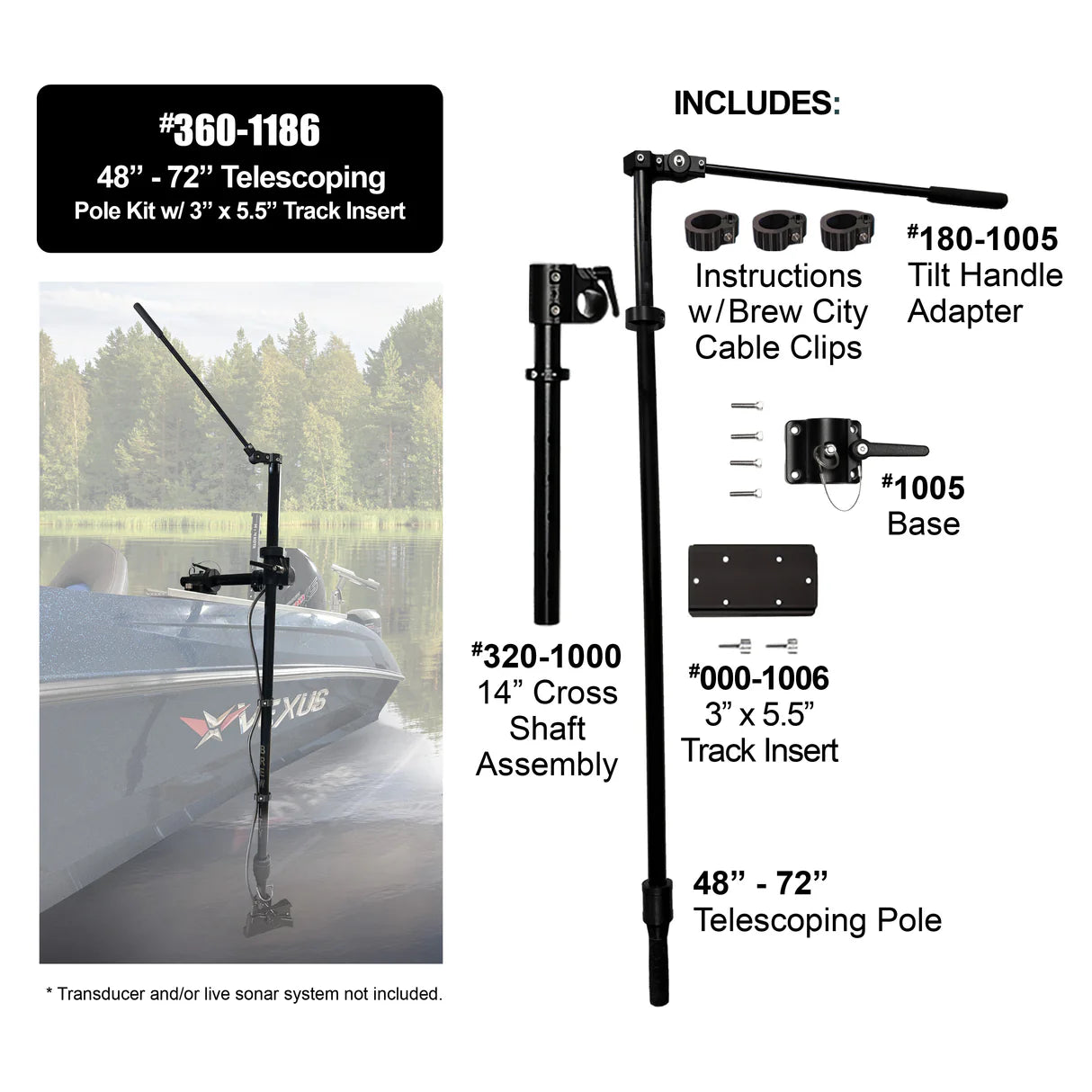 Brew City 48" - 72" Telescoping Pole Kit With 3x5.5 Track Insert