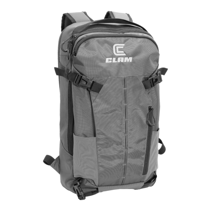 clam dual compartment soft sided tackle bag Clam Slim Backpack