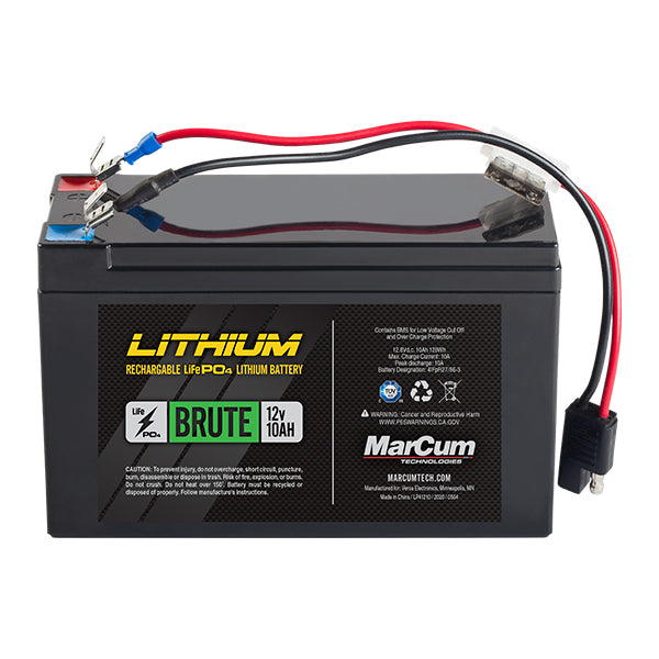 Marcum Lithium 12V 10AH LIFEPO4 "Brute" Battery And 3AMP Charger Kit