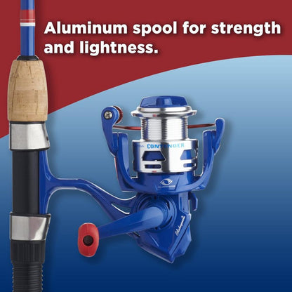 contender fishing pole Shakespeare Conventional Reel and 6'6" 1-Piece Rod Combo, Heavy-Duty Tubular Glass Rod Blank Construction, High Density EVA Handles : Sports & Outdoors this series is sure to get anglers excited to hit the water. Shakespeare Contender Spinning Combo