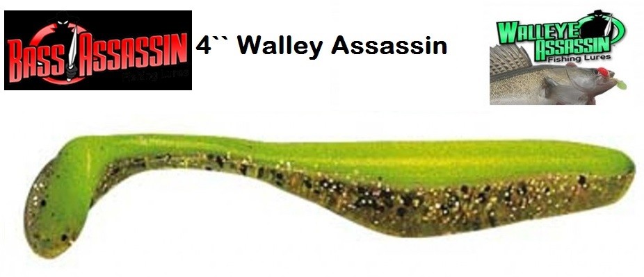 Bass Assassin Walleye Turbo Shad Glow 4, 10Pk Soft Baits