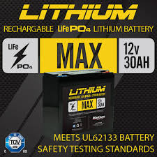 Marcum Lithium 12V 30AH LifePo4 "Max" Battery and 6amp Charger Kit